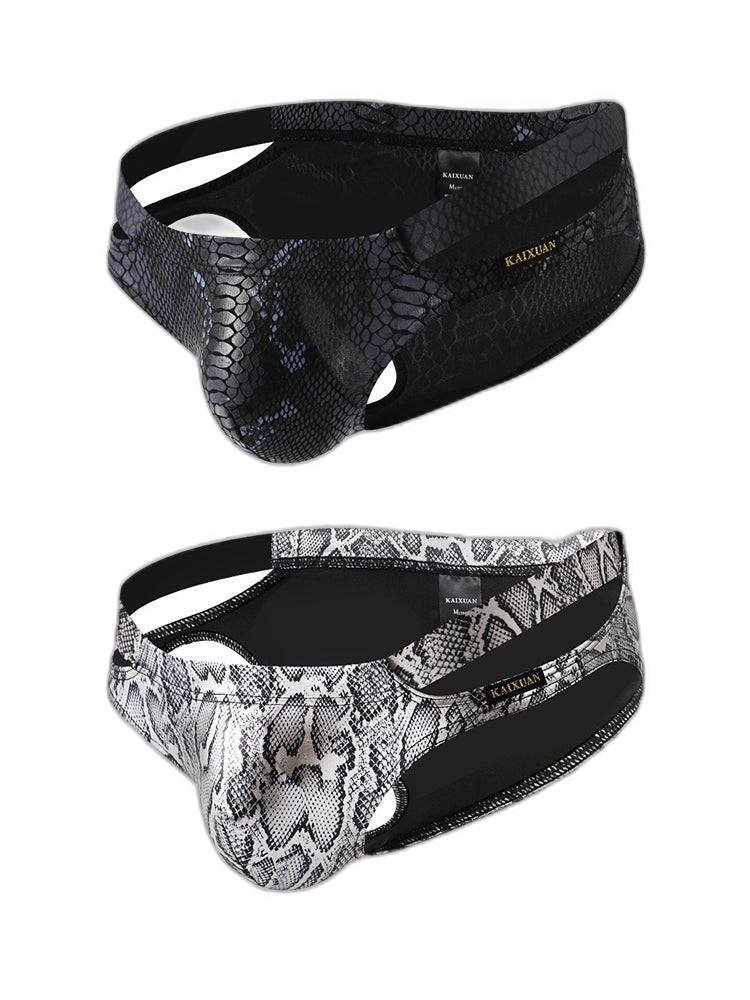 2-pack Men's Snake Print Hollow Briefs