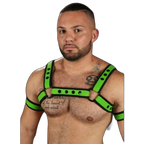Mr S Leather Neoprene Bulldog Harness | Lime Green