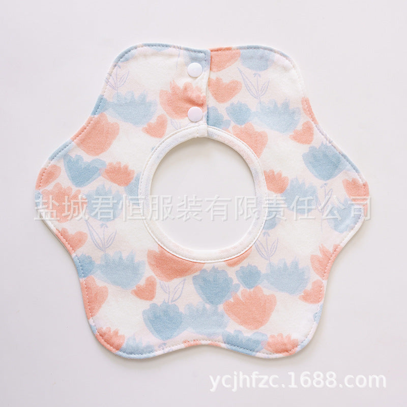 Pure Cotton 360° Rotatable Baby Bib - Petal-Shaped Drool Bib
