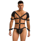 Black Leather Harness Jumpsuit