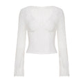 Women's Lace Sheer Top With Flared Sleeves And Cropped Design