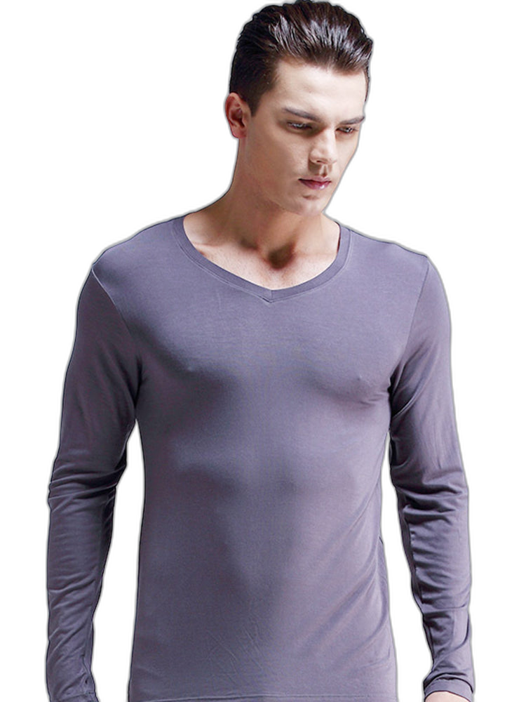 Mens Ultra Soft Low Cut V-Neck Thermal Shirt