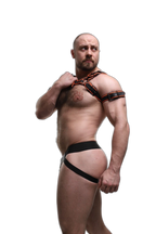 ruff GEAR Leather Bulldog Reflector Harness Black Neon Orange