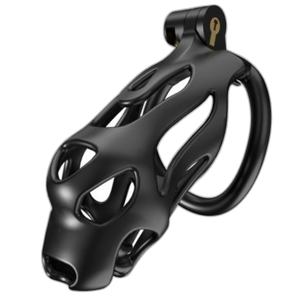 LOCK4D Dog Head Flat Ring Chastity Cock Cage Large