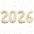 Dagelar 2026 Beige Cream Foil Balloons – 40-Inch 2026 Number Balloon for New Year & Graduation