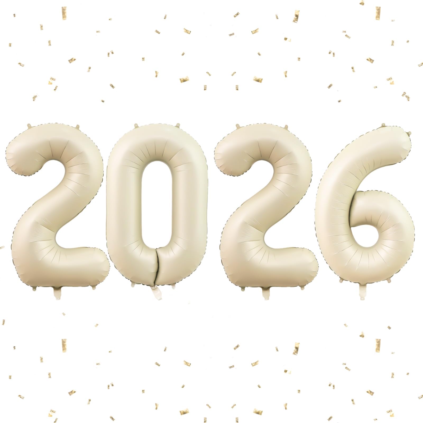 Dagelar 2026 Beige Cream Foil Balloons – 40-Inch 2026 Number Balloon for New Year & Graduation