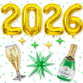 Dagelar Gold 2026 Balloons – 40in Gold Foil Balloons with Green Stars for New Year & Class of 2026 Graduation