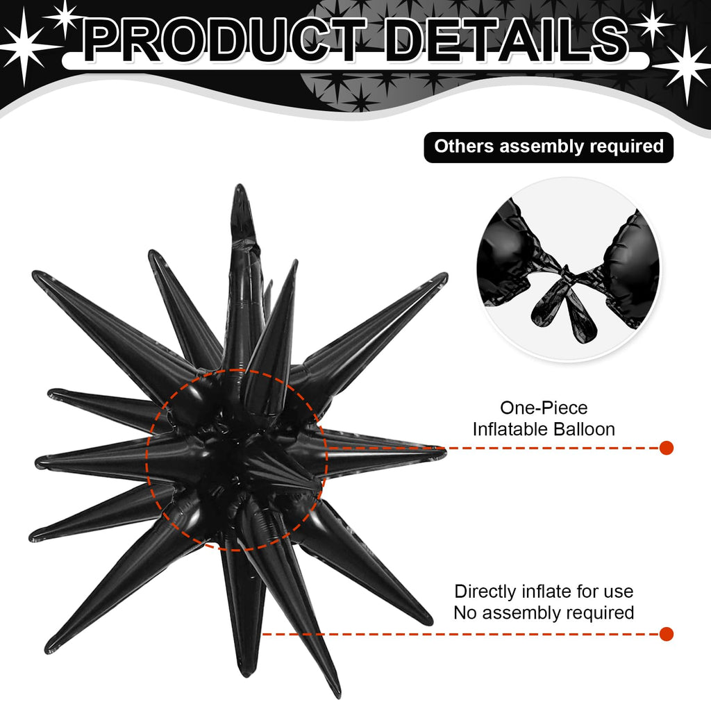 Dagelar 9Pcs Black Star Balloons – 27in & 22in Explosion Foil Balloons