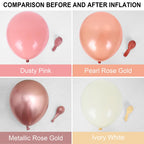 Dagelar Dusty Pink Boho Blush Balloons Set – Rose Gold, Ivory White & Confetti for Bridal, Baby Shower & Birthday Decor