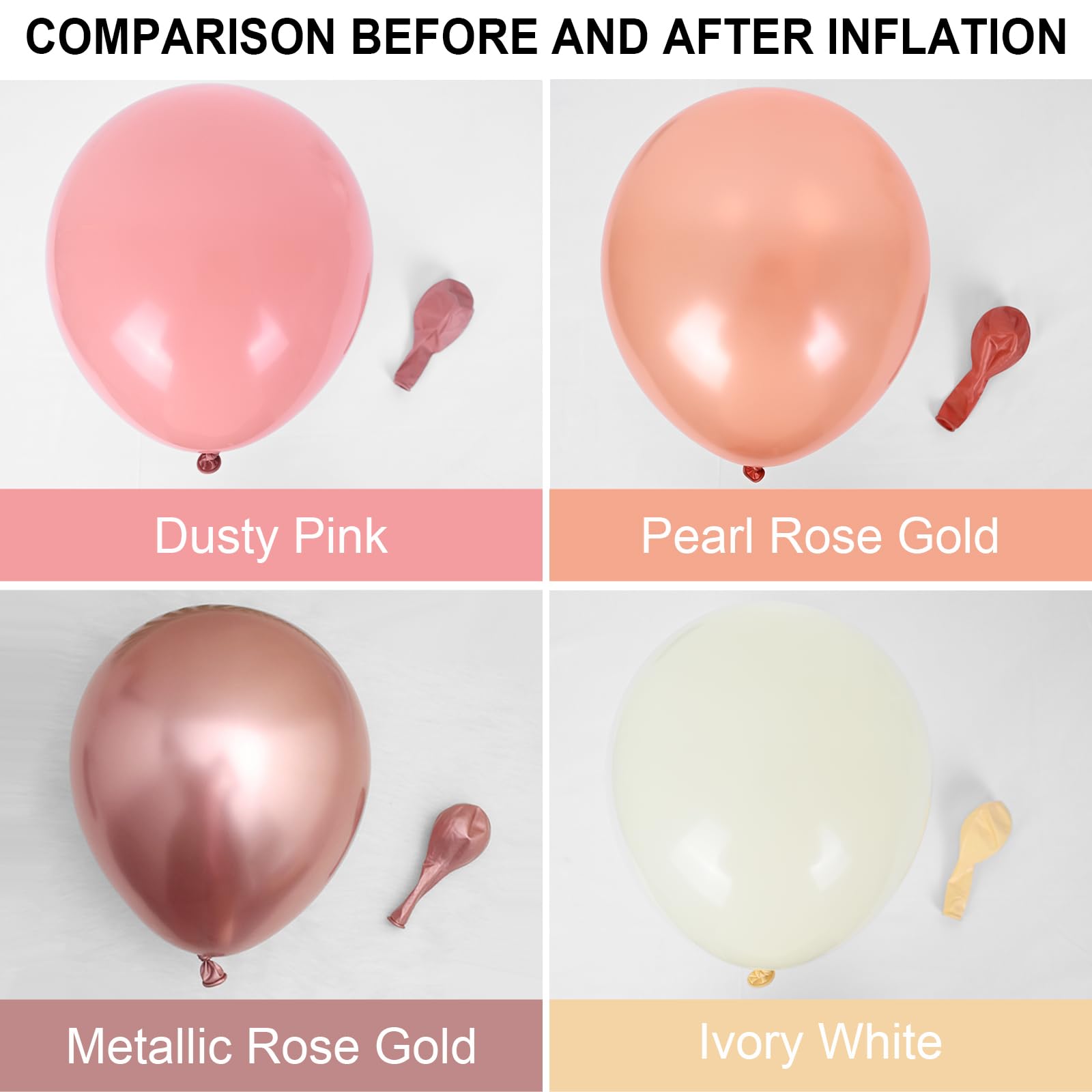 Dagelar Dusty Pink Boho Blush Balloons Set – Rose Gold, Ivory White & Confetti for Bridal, Baby Shower & Birthday Decor