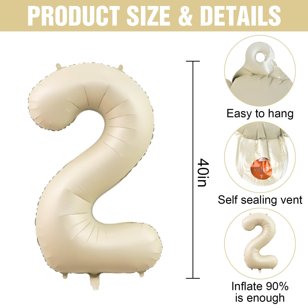 Dagelar 2026 Beige Cream Foil Balloons – 40-Inch 2026 Number Balloon for New Year & Graduation