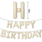 Dagelar Happy Birthday Banner Beige – 16-Inch Cream White Foil Letters