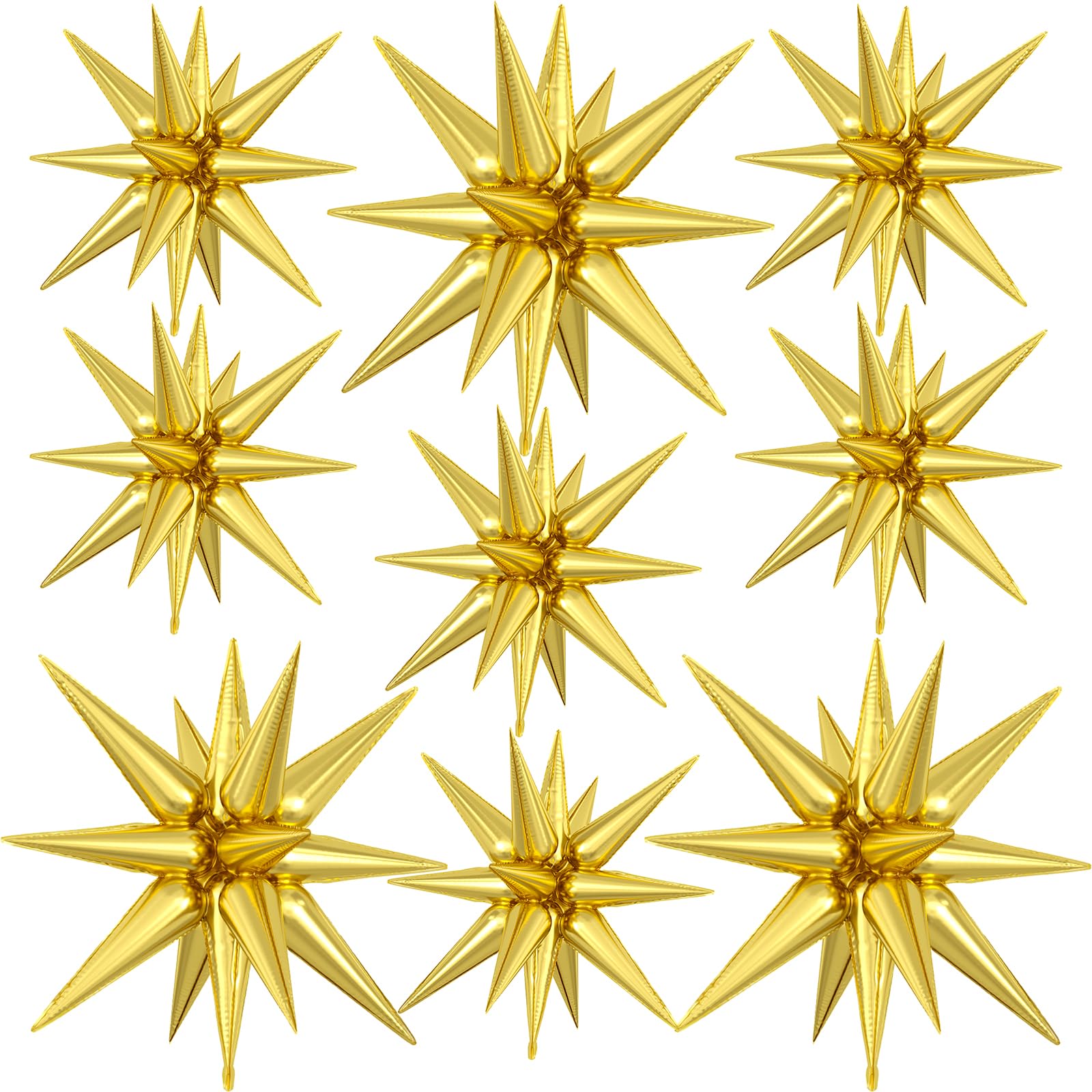 Dagelar 9Pcs Gold Star Balloons – 27in & 22in Explosion Foil Balloons for Parties
