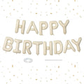 Dagelar Happy Birthday Banner Beige – 16-Inch Cream White Foil Letters