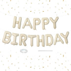 Dagelar Happy Birthday Banner Beige – 16-Inch Cream White Foil Letters