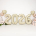 Dagelar 2026 Beige Cream Foil Balloons – 40-Inch 2026 Number Balloon for New Year & Graduation