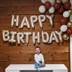 Dagelar Happy Birthday Banner Beige – 16-Inch Cream White Foil Letters