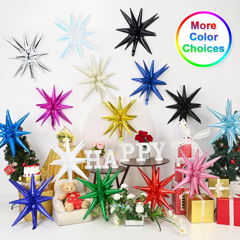 Dagelar 9Pcs Black Star Balloons – 27in & 22in Explosion Foil Balloons