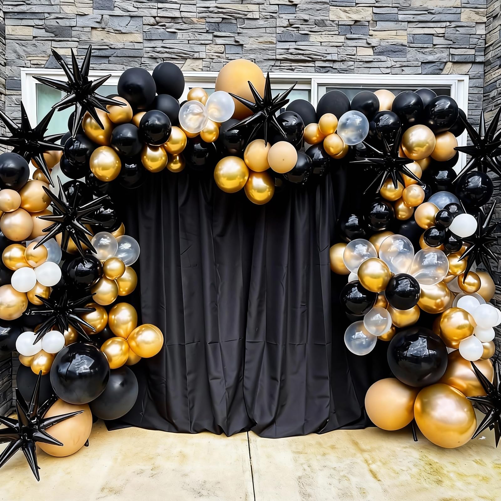Dagelar 9Pcs Black Star Balloons – 27in & 22in Explosion Foil Balloons
