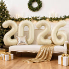 Dagelar 2026 Beige Cream Foil Balloons – 40-Inch 2026 Number Balloon for New Year & Graduation