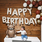 Dagelar Happy Birthday Banner Beige – 16-Inch Cream White Foil Letters