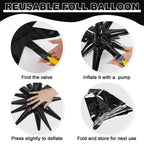 Dagelar 9Pcs Black Star Balloons – 27in & 22in Explosion Foil Balloons