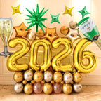 Dagelar Gold 2026 Balloons – 40in Gold Foil Balloons with Green Stars for New Year & Class of 2026 Graduation