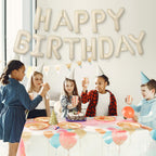 Dagelar Happy Birthday Banner Beige – 16-Inch Cream White Foil Letters