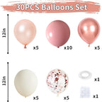 Dagelar Dusty Pink Boho Blush Balloons Set – Rose Gold, Ivory White & Confetti for Bridal, Baby Shower & Birthday Decor