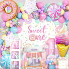 Daidle 1st Birthday Decorations for Girl – 128pc Party Kit