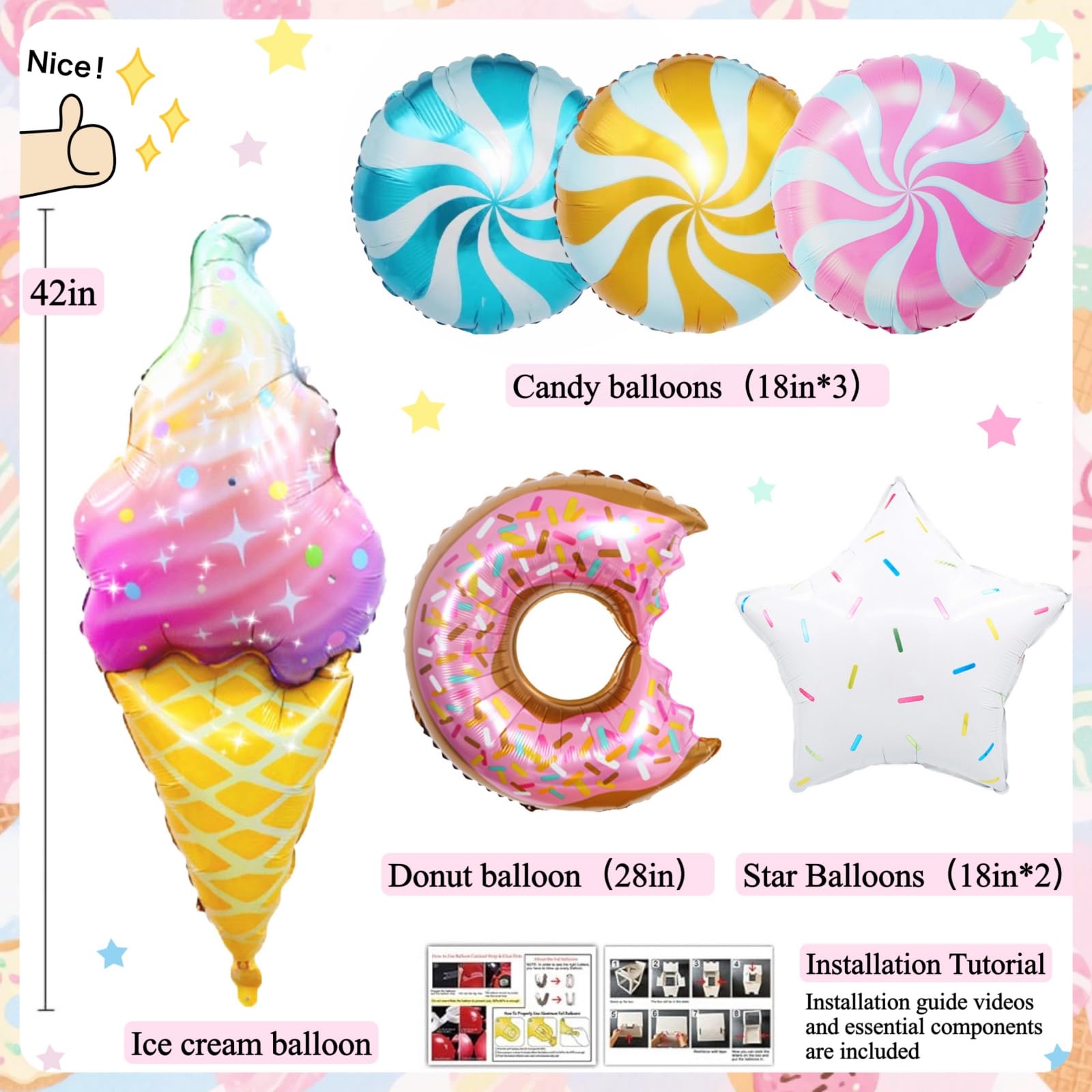 Daidle 1st Birthday Decorations for Girl – 128pc Party Kit