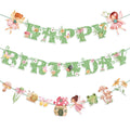 Daifunli 3 Pcs Fairy Birthday Banner – Green Glitter Happy Birthday Garland for Themed Parties