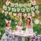 Daifunli 3 Pcs Fairy Birthday Banner – Green Glitter Happy Birthday Garland for Themed Parties