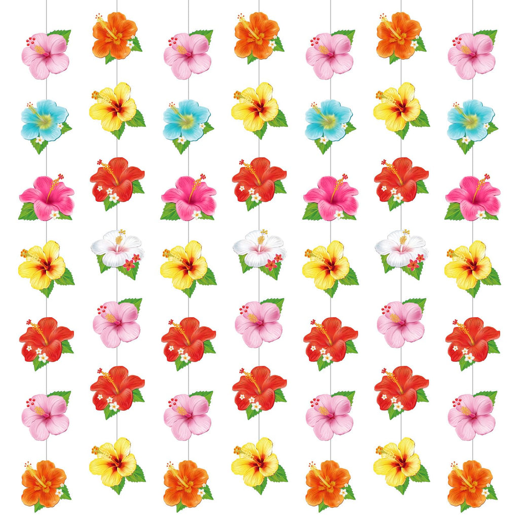 Daifunli 8 Pcs Hawaiian Luau Party Decorations – Hibiscus Garland Banners