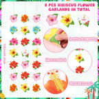 Daifunli 8 Pcs Hawaiian Luau Party Decorations – Hibiscus Garland Banners