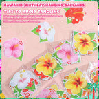 Daifunli 8 Pcs Hawaiian Luau Party Decorations – Hibiscus Garland Banners