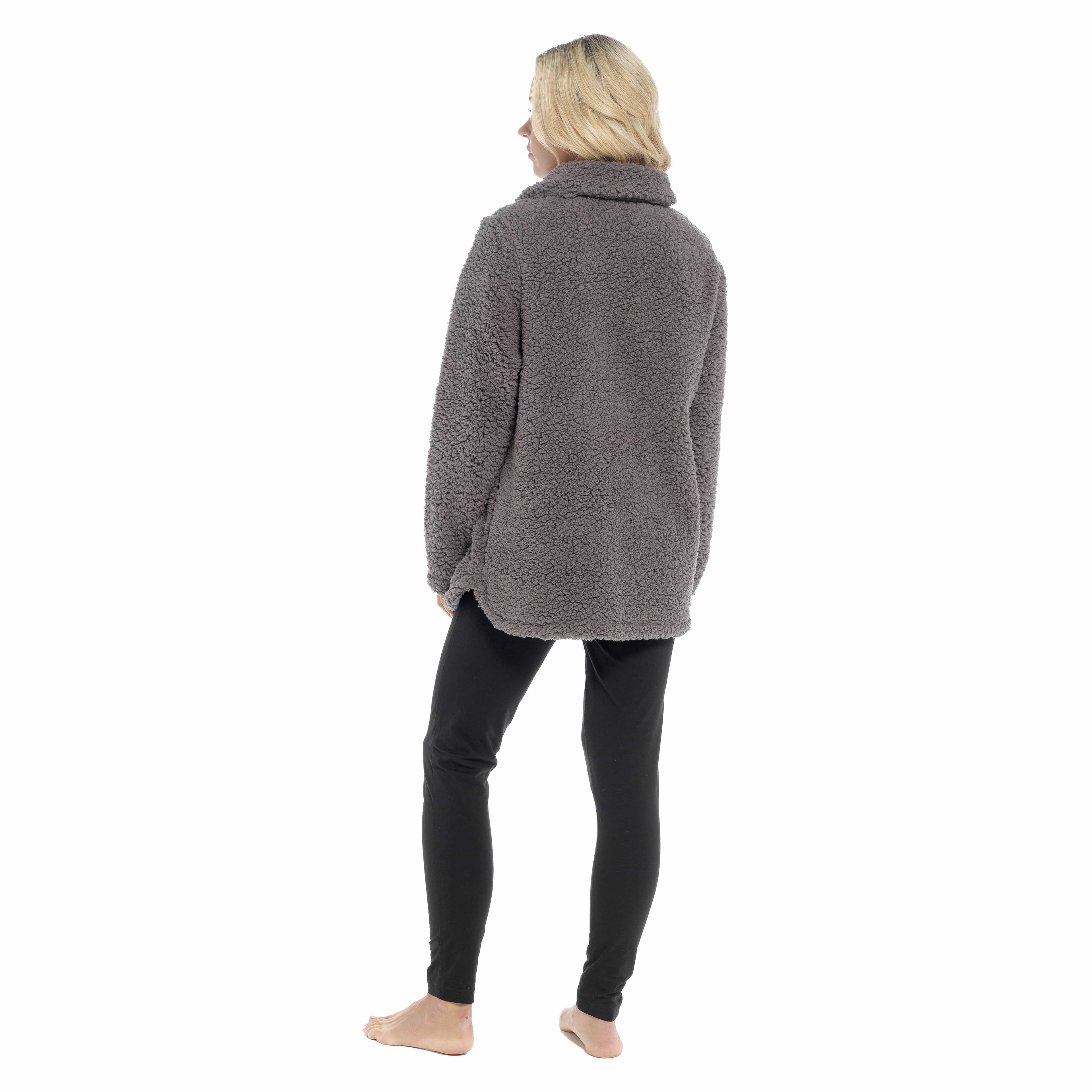 OLIVIA ROCCO Womens Sherpa Top And Leggings Lounge Set With Double Pockets Long Sleeve