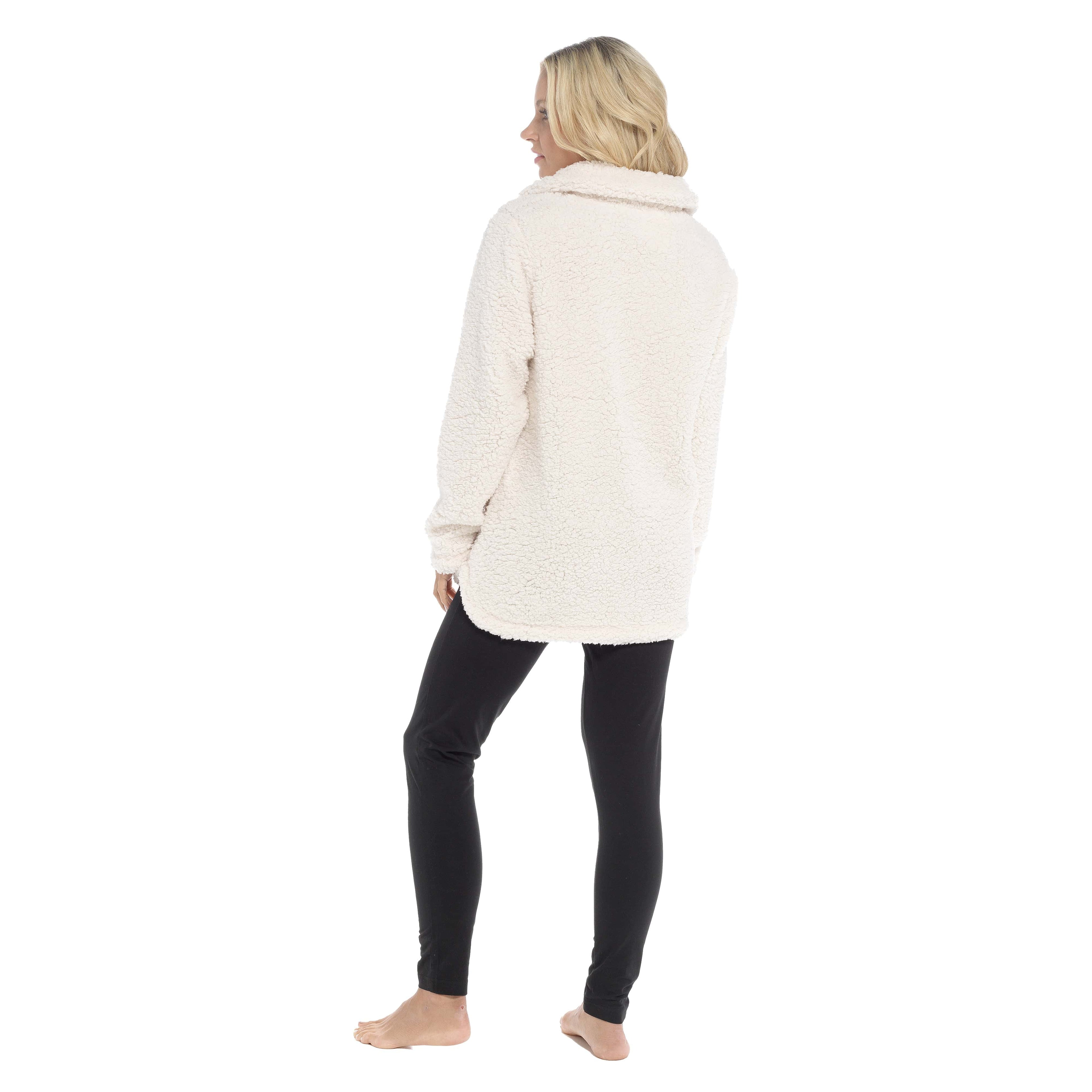 OLIVIA ROCCO Womens Sherpa Top And Leggings Lounge Set With Double Pockets Long Sleeve
