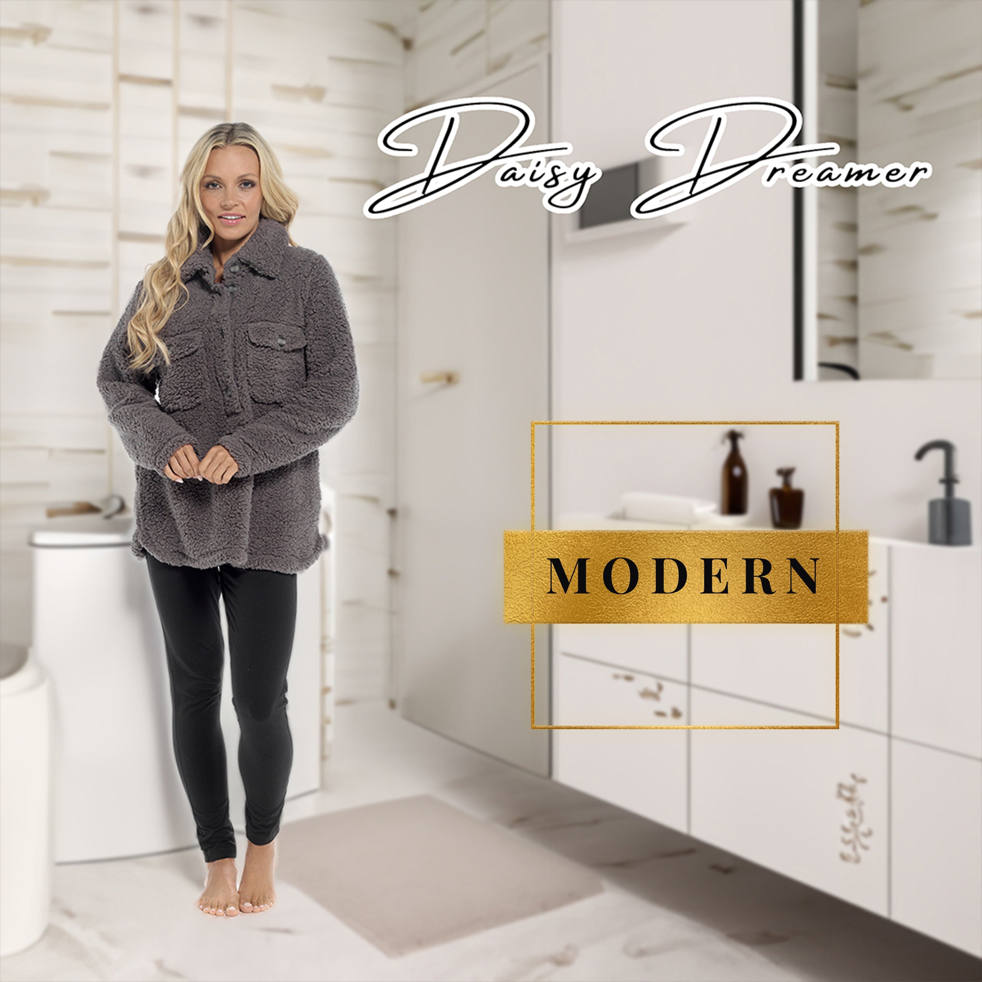 OLIVIA ROCCO Womens Sherpa Top And Leggings Lounge Set With Double Pockets Long Sleeve