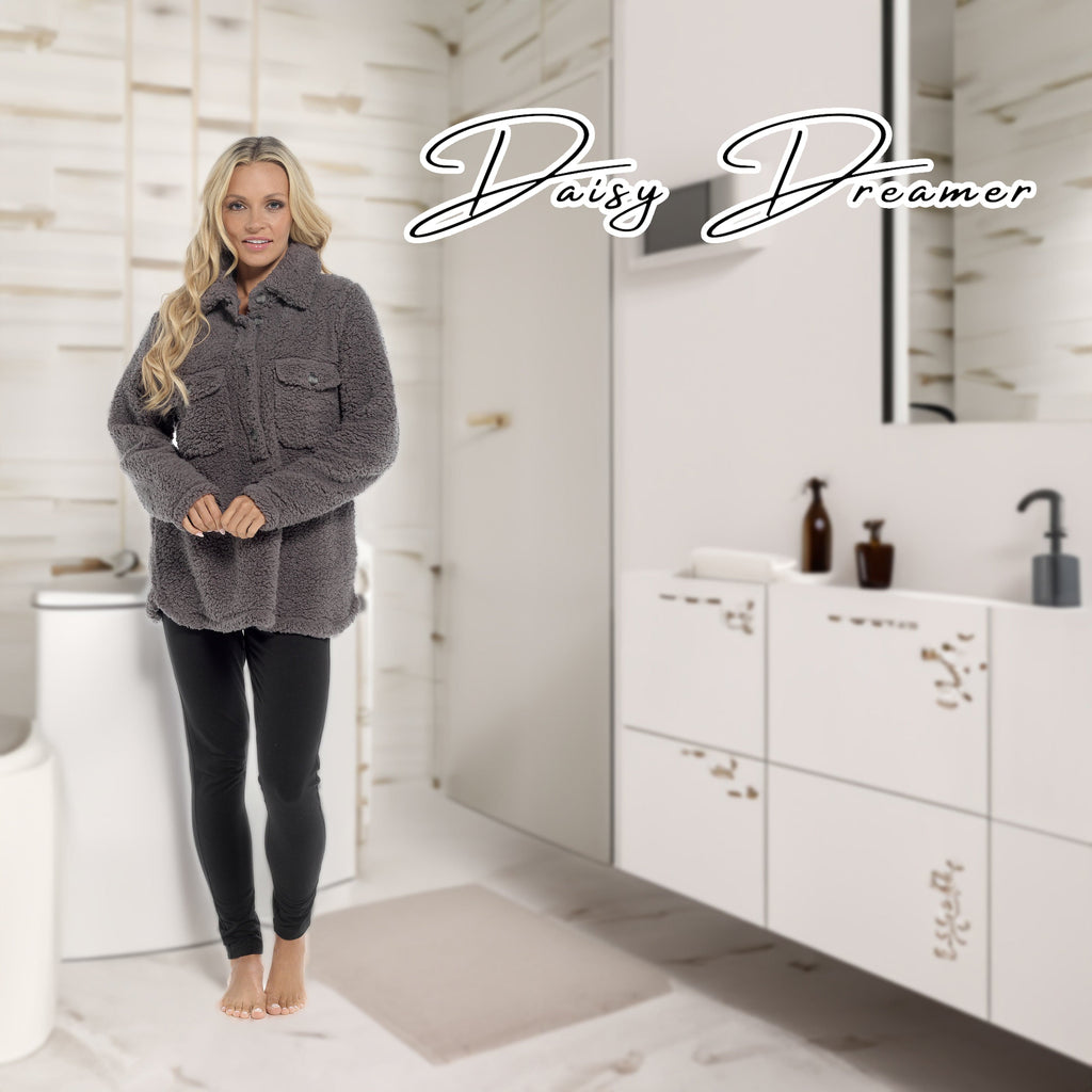 OLIVIA ROCCO Womens Sherpa Top And Leggings Lounge Set With Double Pockets Long Sleeve