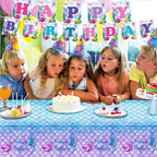 DaiUni Mermaid Birthday Tablecloth 54x108 in – Waterproof Disposable Rectangle Table Cover for Kids Party