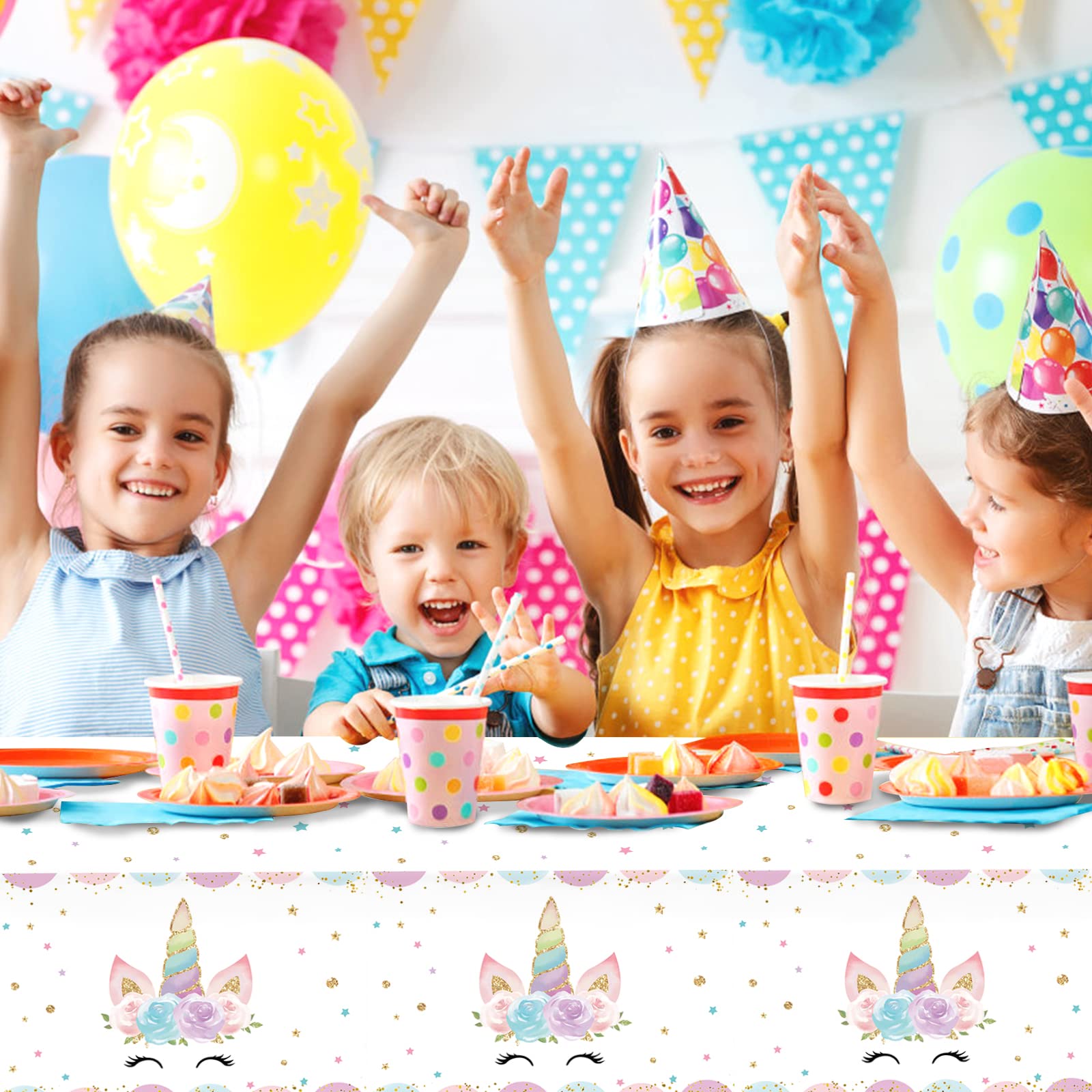 DaiUni Unicorns Party Tablecloth – 54 x 108 in Disposable Plastic