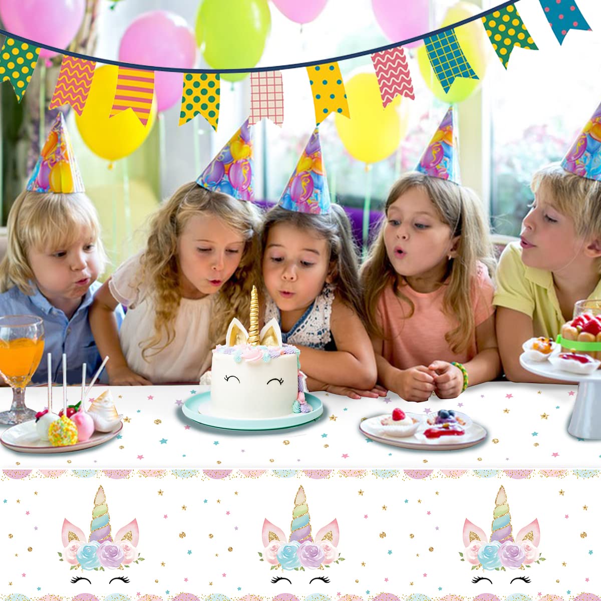 DaiUni Unicorns Party Tablecloth – 54 x 108 in Disposable Plastic