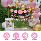Danadia Pre-Strung 3D Felt Happy Birthday Banner – Reusable Pink Party Decorations