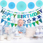 Danadia Pre-Strung 3D Felt Happy Birthday Banner – Reusable Blue Party Decorations