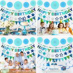 Danadia Pre-Strung 3D Felt Happy Birthday Banner – Reusable Blue Party Decorations