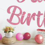 Danadia Pre-Strung Happy Birthday Banner – Pink Floral Garland with Circle Dot Accents