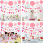 Danadia Pre-Strung 3D Felt Happy Birthday Banner – Reusable Pink Party Decorations