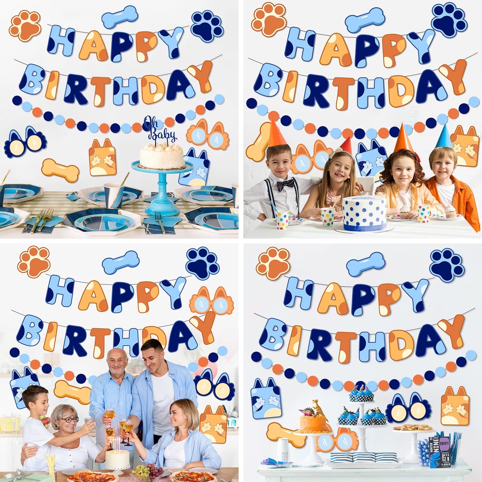 Danadia Pre-Strung Happy Birthday Banner – Blue Dog Party Decorations