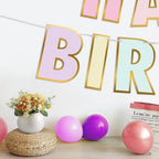 Danadia Pre-Strung Happy Birthday Banner – Pastel Smileys & Circle-Dot Garland